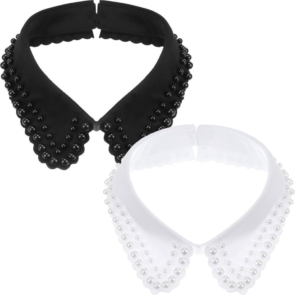 2 Pcs Pearl Fake Collar for Women Detachable Elegant Decorative Neckwear